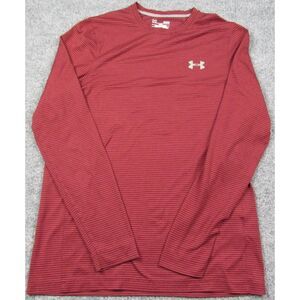 Under Armour Shirt Mens Small Loose‎ Fit Cold Gear Long Sleeve Striped Burgundy